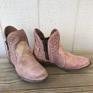 Circle G by Corral Shortie Cutout Womens Chalky Pink Ankle Boots 7.5 M Q5062